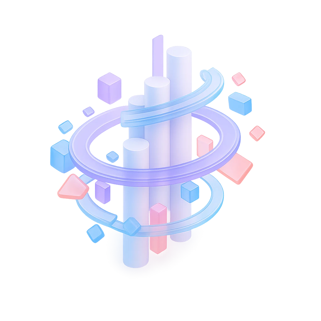 AI-powered career platform illustration with abstract shapes representing career growth